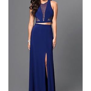 Blue Two Piece Prom Dress